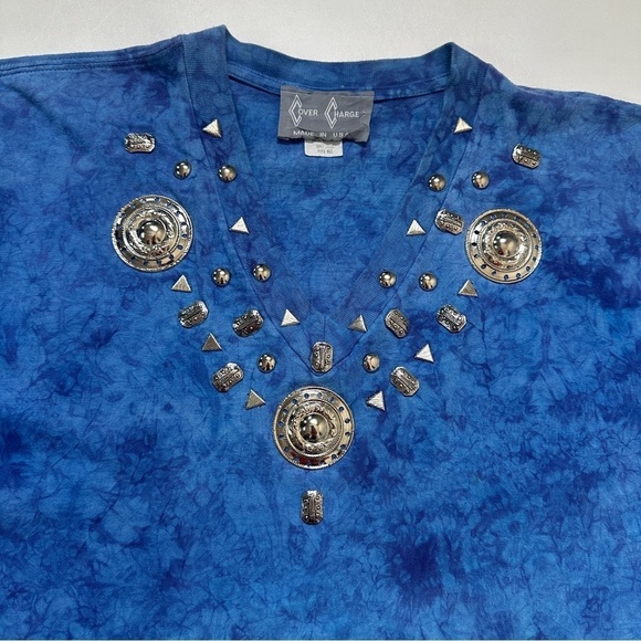 Vintage Stonewashed Western Motif Shirt in Blue One Size - Picture 1 of 11